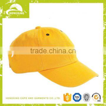 Yellow sports hats 6 panel baseball cap with pocket