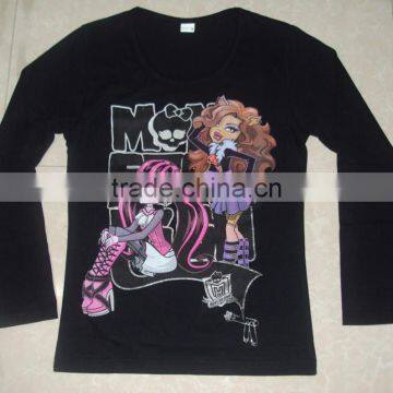 2013 Latest Design Mechin Printed Girls Cotton Long Sleeve T-shirt photo-2