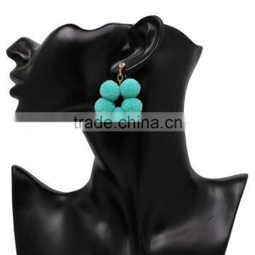 Bohemian Colorful Pompon Dangle Earrings for Women photo-3