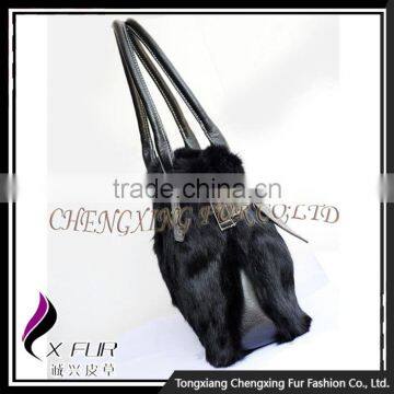 CX-H-16 Wholesale Good Quality Fashion Handbag Rabbit Fur Ladies Bag In China photo-3
