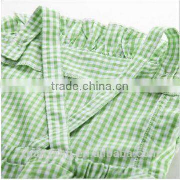 High Quality 100%cooton Kids Clothes Green Gingham Bubble Wholesale Newborn Baby Clothes Romper