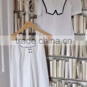 Design Clothing Manufacture in China Teen Girl Clothing Set With Navy Piping