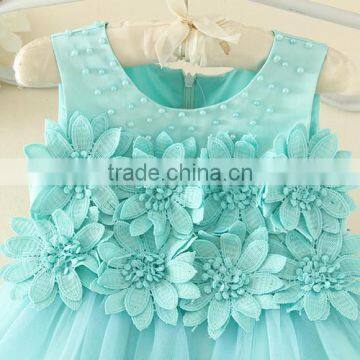 New India and Pakistan Clothing Child Green Handmade Flower Wedding Dress Sweet Girl Fluffy Party Dresses photo-3