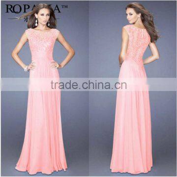 new elegant ladies sexy lace chiffon sleeveless long evening dress