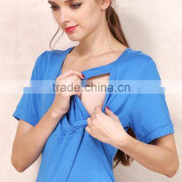 Wild Short Sleeve Nursing Clothes Solid Breastfeeding Clothing Small Fresh Pregnant Women T-shirts photo-6