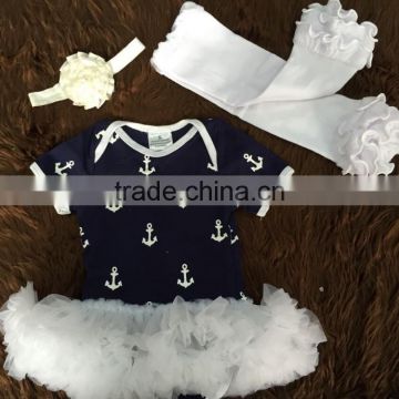 Tutu dress romper suits for toddler girl clothes, wholesale kids romper set baby wear, baby bodysuits anchor for infant toddler