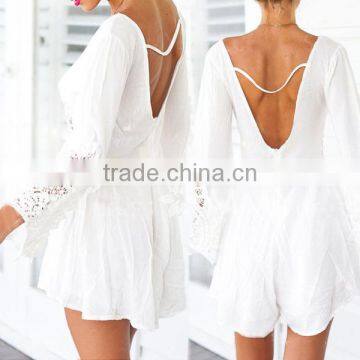 Women Classic Colorblock Solid White Back Adult Romper Pattern photo-2