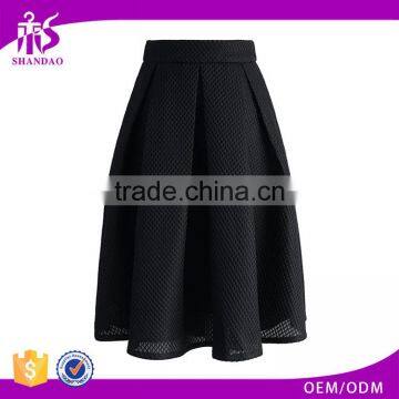 2016 Guangzhou Shandao Wholesale OEM Custom New Fancy Casual Ruffle A Line Black Net Cotton Skirts For Fat Girls