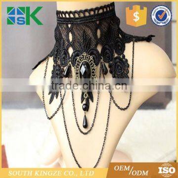 Party Queen Pearl Wide Neck Ornaments Black Lace Necklace Punk Dress Accessories False Collar photo-2