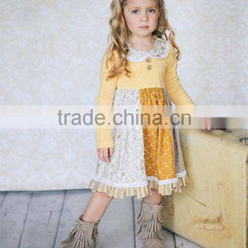 4th of July Wholesale Long Sleeve Red White Chvvron Stripe Kids Dress From Yiwu Conice
