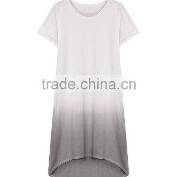 2016 Latest Model Fashion Printed Summer Two Tone Gradiente Longline Cotton Dress Wholesale photo-5