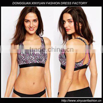 Custom Women Leopard Racer Back Sports Bra,Sexy Leopard Printed Sports Bodybuilding Bra For Ladies