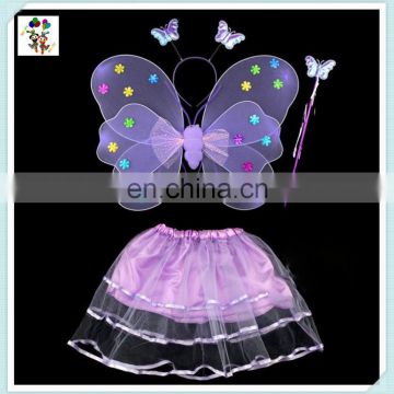 Purple Kids Girl Princess Fairy Butterfly Wings Set with Skirt HPC-0850