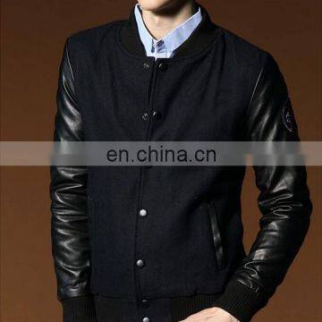 Custom Latest Design Fashionable Mens Varsity Wool Leather Jackets