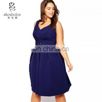 Belted prom elegant women casual dress for fat women