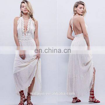 High Qaulity Lace Trim Cotton Gauze Maxi Dress ,fashion Woman Cotton Party Dress photo-2