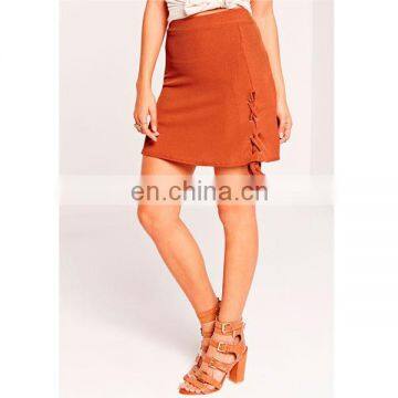 Summer orange school skirt in rib material with side tie details