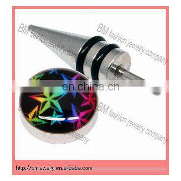 Rainbow pentagram wholesale false plug piericngs fake taper cheap jewelry stainless steel body jewelry China