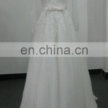 EBX-24 Long sleeve V-neck and lace wedding dress