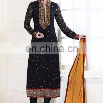 Navy Blue Colored Faux Georgette Designer Suit.