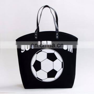 New arrival canvas yellow and white Softball tote bag