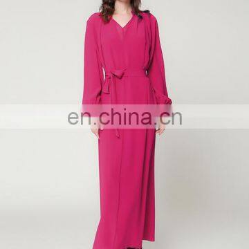 T-D076 New Design Muslim Loose Chiffon Elegant Dress For Mature Woman photo-5