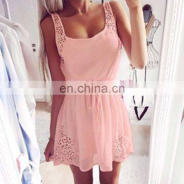 New style women sleeveless chiffon design mini dress/casual women summer dress for wholesale