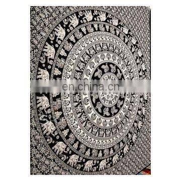 Twin and Queen Size Mandala White and Black Elephant Print Tapestry Wall Hanging Cheap China Usa Product