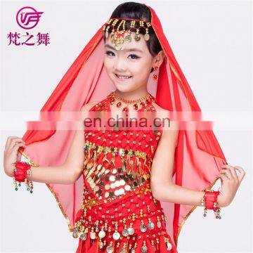P-9055 120D Chiffon Chiffon Glittery Children Kids Belly Dance Head Veil Scarf photo-3