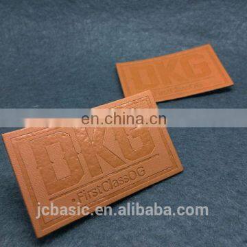 Pu label maker custom embossed jeans leather patch label