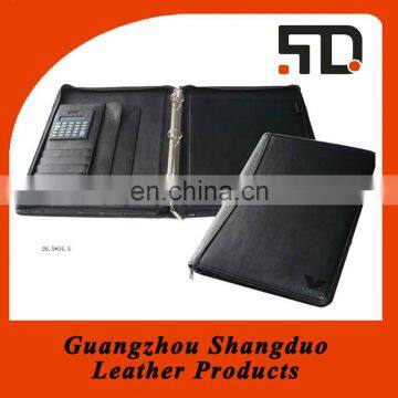 Alibaba China Supply Handmade Leather Zipper Portfolio A4 Size