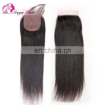 Brazilian hair free part middle part three parts silk straight silk base closure with baby hair