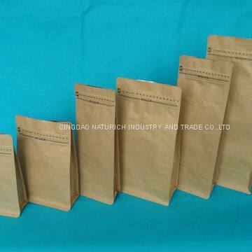 Laminated Kraft Paper Coffee Bag with Valve Cheap Recyclable Block Bottom Kraft Paper 250g 500g 1000g 1kg Custom Coffee Bags