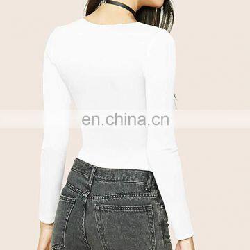 2020 New Arrival Ladies Crewneck Long Sleeve Purple Plain Shirt Bodysuit Leotard for Women photo-6