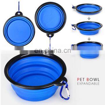 Travel Portable 2 in 1 Cat Feeder Botella Perro Dog Water Bottle With Silicone Foldable Pet Food Bowl
