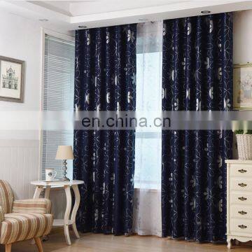 Custom Cheap Modern Simple Colorful Silver Stars Floral Full Shading Heat Proof Grommet Hooks Eyelet Blind Window Curtains photo-2