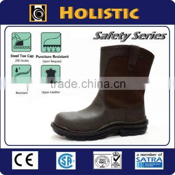 Best quality brown color pull-up rubber sole safety rigger boots