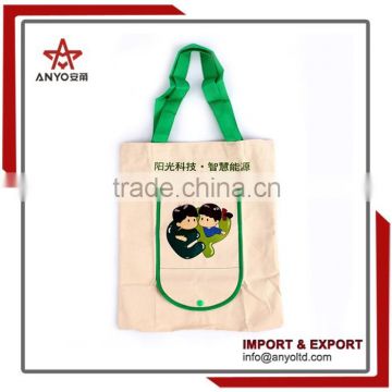 Cotton canvas shopping or promotion use foldable reusable shopping bag