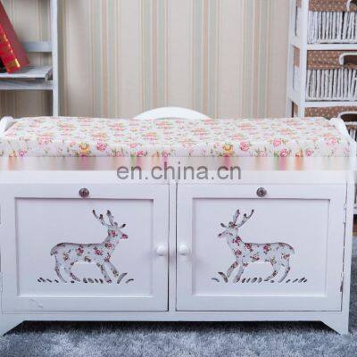 Wooden Shoe Storage Bench Stools Chest Cabinet With Cushions Seat Ottomans