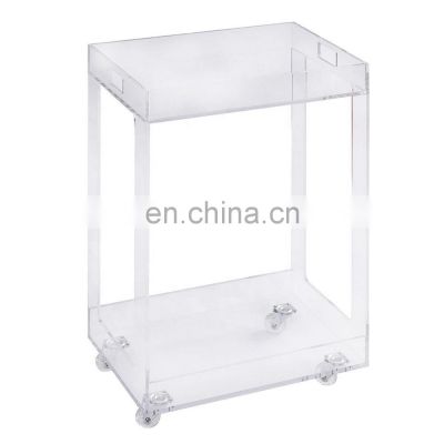 Bedside Table Cart 3 Tier Rolling Acrylic Serving Trolley For Hotel Acrylic Serving Cart With Wheels