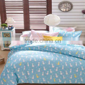 Blue cat print sheets animal pattern cotton kids quilt set 4 pcs queen size children bedding set