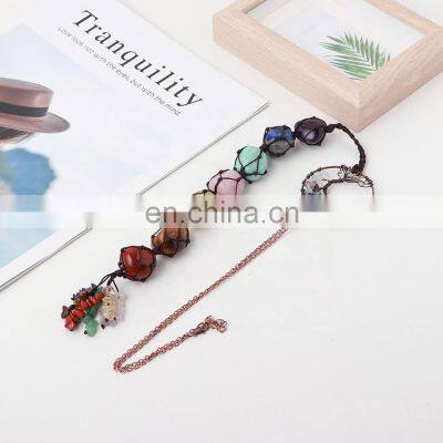 Natural Crystal Gemstone Car Accessories Amethyst Pendants Semi-Precious Crafts 7 Chakras Stones Healing Crystals Tree of Life photo-5