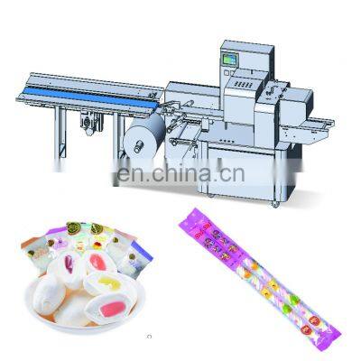 Automatic cotton candy marshmallow horizontal flow wrapping candy floss pouch packaging machine