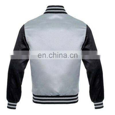 Baseball lettermen varsity jacket for men with leather sleeve custom embroidery patched logo