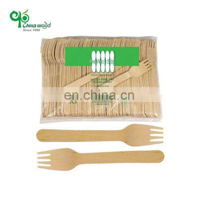 100% All-natural Wooden Cutlery Spoon Fork And Knife 140mm 160mm Disposable Tableware With Logo