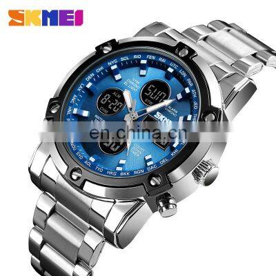 SKMEI 1389 stainless steel pedometer watch man monter homme mans watches