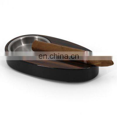 luxury customizedprinting logo diy wood and metal walnut cigar ashtray