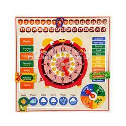 Toddler Wooden Clock Early Educational Toy