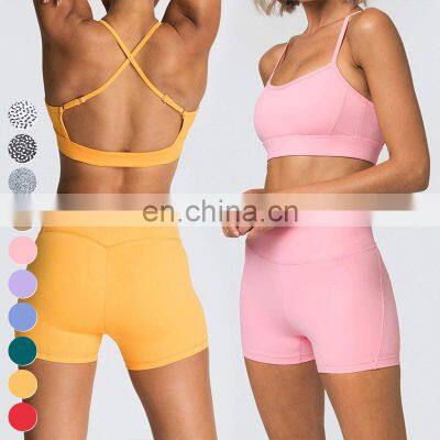 New Cross Back Sports Bra High Waist Butt Lift Leggings Yoga Suit Wholesale Gym Fitness Sets 2 Piece Yoga Set For Women photo-4