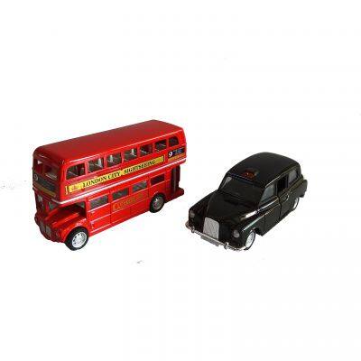 XINYU 5 Inches London Bus & Taxi Set Diecast Metal Cars Stimulated Alloy Vehicle Toys photo-3